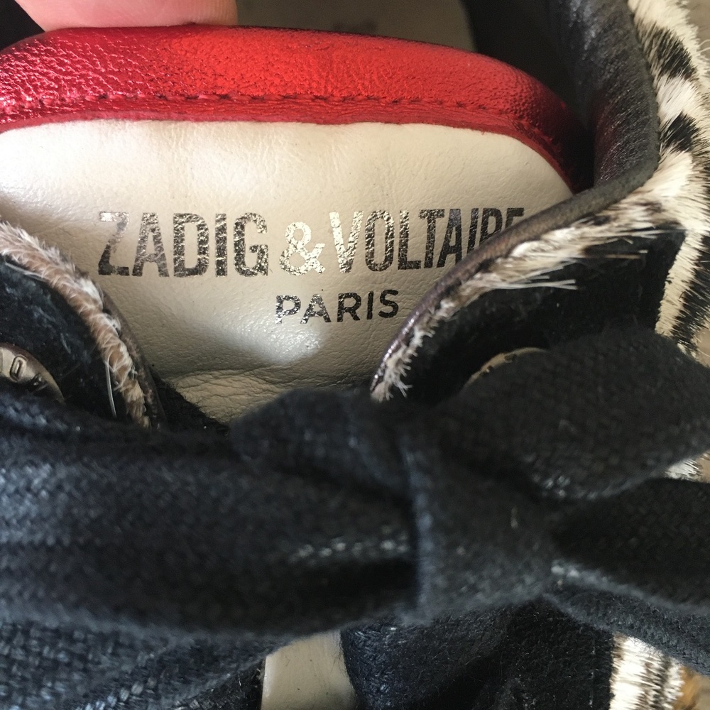 Zadig & Voltaire Animal Hair Leopard Zebra Glitter Sneakers - Picture 6 of 10